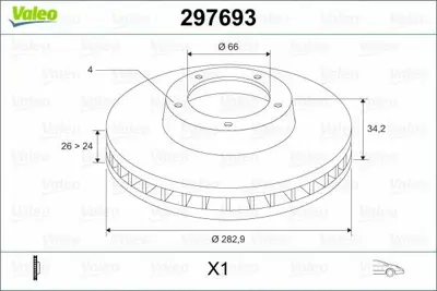 VALEO 297693 Fren Diski Ön X1 Cıtroen Berlıngo B9 1.6. Berlıngo B9 1.6 Bluehdi 100. Berlıngo B9 1.6 Blu 4249J6