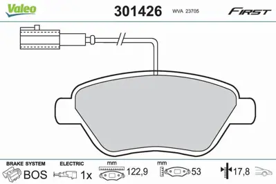 VALEO 301426 On Fren Balatası Stılo 1,6 16v 01> Idea 1,2, 1,3jtd 1,4ı 16v 03> 425496, 77364158, 9949273