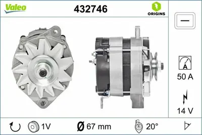 VALEO 432746 Alternator A13n 42 Cıtroen - Peugeot - Fıat 5705Q3, 95607228, 9610580380
