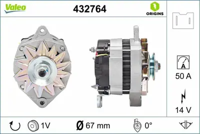 VALEO 432764 Alternator 12v 60 A Clıo Kangoo R9 R19 R21 Trafıc Master 1,7 - 1,8 - 2,0 7701499208, 7702145739