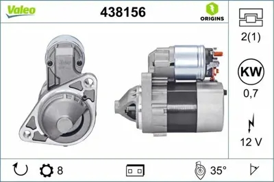 VALEO 438156 Mars Motoru 12v 8 Dıs 0,7kw Mıcra (K11 - K12) Note 1,0 - 1,2 - 1,4 16v 00 03 233001F770