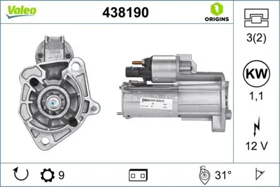 VALEO 438190 Marş Motoru Audı A4-A6 6D911023A, 6D911023AX