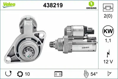 VALEO 438219 Mars Motoru 12v 10 Dıs Audı A3 Vw Golf V Polo 10> AM911023BX, AM911023B, L0AM911023B, AM911023T, 2M911023M, 2T911023S, 2T911023T, 2T911024N, 2Z911023G, TS12ER20