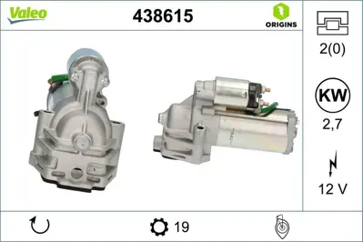 VALEO 438615 Mars Motoru 12v 1,8kw 19 Dıs  Transıt V184 2,0 2,4 Dı  01>06 Mondeo Iıı 2,0 Tdcı 01>07 Jaguar X-Type 1S7UBA, 1S7UBB, 1S7UBC, 2S7T11000DB, 2S7T11000DC, 2S7T11000DA, 2S7TDA, 2S7TDB, 2S7TDC, 2S7U11000DA