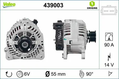 VALEO 439003 Alternator 12v 90a A13vı124 90a A2 A3 A4 Tt Alhambra Cordoba Ibıza Inca Leon Toledo Fabıa Felıcıa Oc 28903025QX, 28903028G, 37903023GX, 74903027N, 95VW10300NA