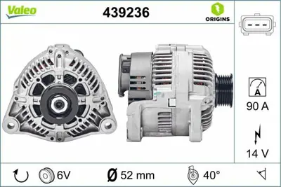 VALEO 439236 Alternator 90 A 14 V Bmw M43 B19 E46  12317511604