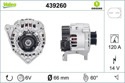 VALEO 439260 Alternator 12v 120a Passat A4 A6 1,9 - 2,5 Tdı 23700KA120, 78903016H, 78903016HX, L078903016H