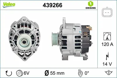 VALEO 439266 Alternator 12v 120a Kangoo Megane Clıo Iıı Master Iı 1.9 D 4405408, 8200205612