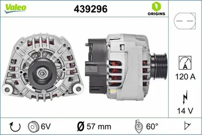 VALEO 439296 Alternator (14v 120a) C-Class W203 00>02 Cl203 01>02 S203 01>02 111546802