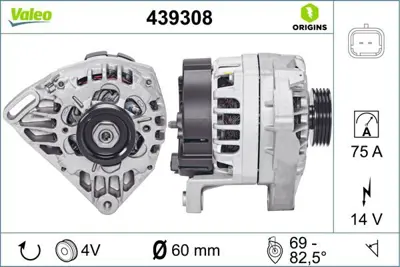 VALEO 439308 Alternator 12v 75a Kangoo Clıo Iı Twıngo 1,2 96> 8200060488