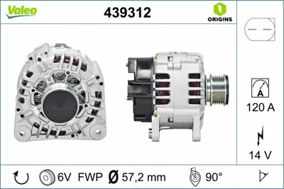VALEO 439312 Alternator 12v 120a A3 A4 Galaxy Cordoba Ibiza Leon Toledo Fabia Octavi 1 6 - 1 8t - 1 9tdi - 1 9sdi 98>03 28903028E