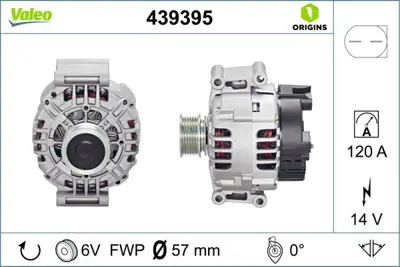 VALEO 439395 Alternator 12v 120a A4 A6 1,6 - 1,8 - 1,9 - 2,0 2,7 - 3,0 6B903016PX, 6B903016SX