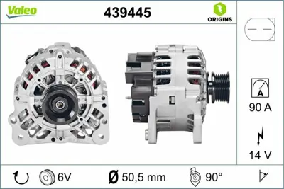 VALEO 439445 Alternator 12v 90a Arosa Cordoba Ibıza Inca Octavıa Bora Caddy Golf Iv Polo 1,0 - 1,4 - 1,4 16v 99> 38903018R, 47903018AX