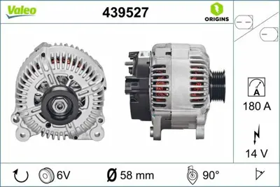VALEO 439527 Alternator 12v 180a Audı A6 A8 Q7 Touareg 2,7tdı - 3,0tdı 04> 59903015R