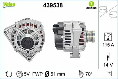 VALEO 439538 Alternator (14v 115a) Smart Forfour (454) 04>06 Mıtsubıshı Colt Vı 04>08 MN960266