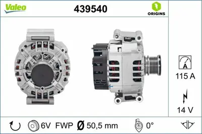 VALEO 439540 Alternator (14v 115a) W202 97>00 W210 98>02 Vıto 638 97>02 Sprınter 00>06 A0131541702