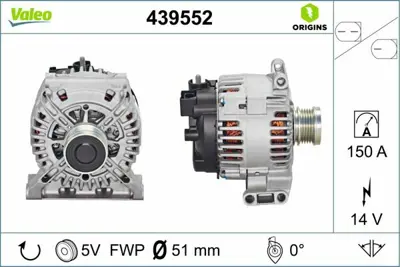 VALEO 439552 Alternator (12v 140a) A-Class W169 04>12 B-Class W245 05>11 A6401540502