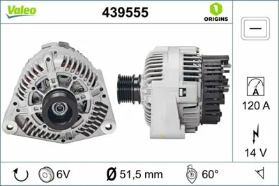 VALEO 439555 Alternator (14v 120a) S-Class W140 93>98 Sl-Class R129 89>93 1621543402, 91548802, A0091548802
