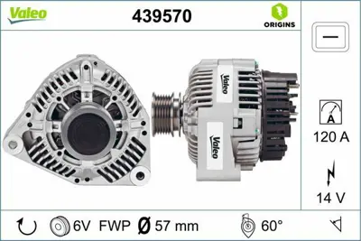 VALEO 439570 Alternator (14v 120a) V-Class 638-2 96>03 Vıto 638 96>03 A010154740280