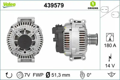 VALEO 439579 Alternator 12v 180a Chrysler 300 C 4896808AB, 4996808AC, 4896808B, 707008177, 4896808AA, 4896808AC
