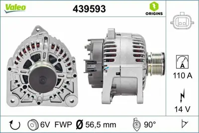 VALEO 439593 Alternator 12v 110a Megane Iı 1,5dcı (Tg11c069) 7701474416