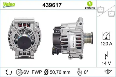 VALEO 439617 Alternator 12v 120a Ds3 C3 Iii P208 P308 P207 P3008 P2008 Partner Tepe 207 P308 P508 P208 P5008 C3 Picasso C4 C4 Picasso Ds3 C5 Iii Berlingo Iii Ep6 Ep6c Mini R56 R57 R58 12317576513