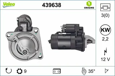 VALEO 439638 Mars Motoru 12v 9 Dıs Master 2,4 - 2,5 4403249, 5001014230, 7700868184