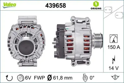 VALEO 439658 Alternator 12v 150a Audı A4 A5 6E903016S, 6E903016SX