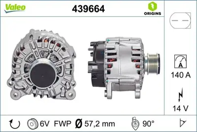VALEO 439664 Alternator 12v 140a Golf Vi 2 0tdi - Fabia 1 6tdi Octavia 1 6 - 2 0tdi 03L903023F