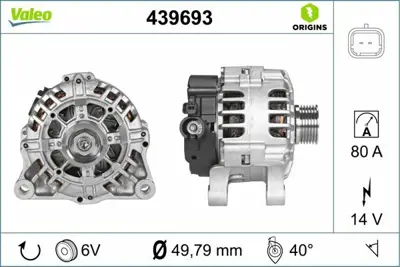 VALEO 439693 Alternator 12v 90a C2 C3 Iı C3 Plurıel C3 Iıı P207 P1007 Tu3a - Tu3aes (1,4 8v) Klimasız 5702A3