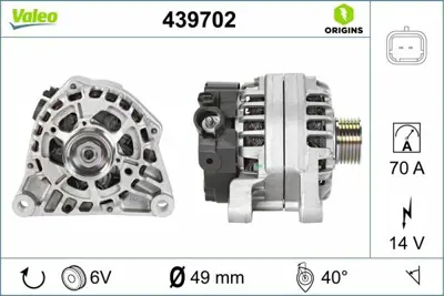 VALEO 439702 Alternator 12v (70a) P206 P307 C Elysee P301 C3 C2 C4 C5 C5 Iı C5 Iıı P407 5705GZ, 9665577480