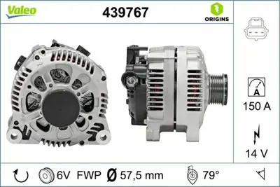 VALEO 439767 Alternator Fıesta V 1,4tdcı 01>12 Mazda Iı 1,4dc 03> 14v 150a RM2S6T10300BC, Y40218300