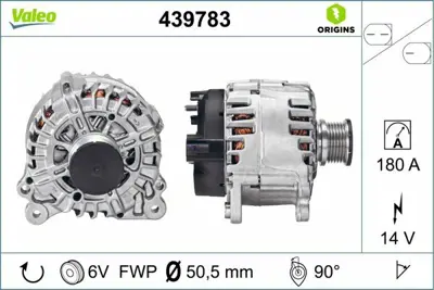 VALEO 439783 Alternator 14v 180a A3 Kodıaq Octavıa Yetı Arteon Caddy Golf Vıı Passat Crafter T7 3L903024LX, 4L903023TX