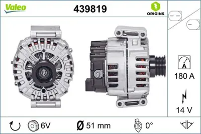 VALEO 439819 Alternator (14v 180a) C-Class W204 11>14 E-Class W212 11>15 A0009067802