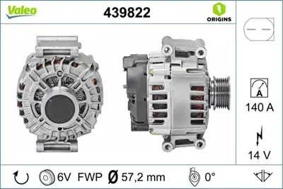 VALEO 439822 Alternator 14v 140a Cc Eos Golf Vı Jetta Passat Scırocco Tıguan A3 Altea Leon Toledo Superb Yetı 6J903023C, 6J903023CX