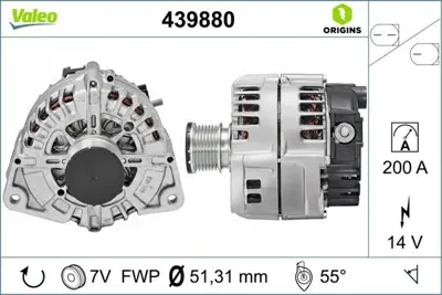 VALEO 439880 Alternator (14v 200a) C-Class W205 14>18 S205 14>18 A0009063701