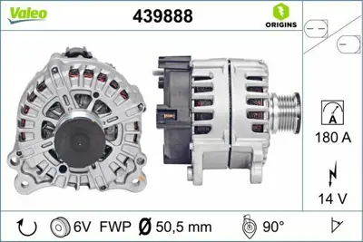VALEO 439888 Alternator 14v 180a A4 13>15 A5 12>17 A6 11>14 Q5 13>17 4L903017AX