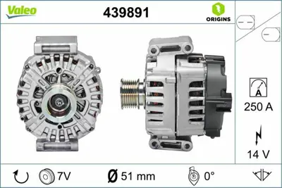 VALEO 439891 Alternator (14v 250ah) X166 15>19 C292 15>19 W166 15>18 A0009060903