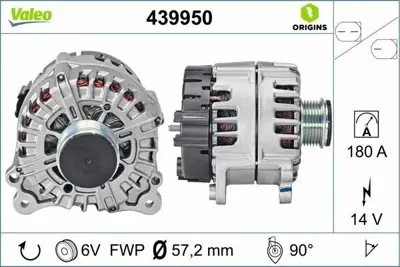 VALEO 439950 Alternator 14v 180a Touareg 18> A4 Q7 16>a5 17> A6 A7 15> Q8 19> 59903024AX