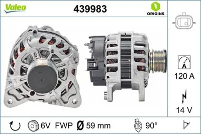 VALEO 439983 Alternator 12v 120a Clıo Iv 12> Dokker 12> Duster 10> Logan Iı 12> Sandero Iı 12> 1.5 Dcı 231007865R