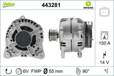 VALEO 443281 Alternator 150a Megane Iı Scenıc Iı 1.5dcı K9k 2310000Q2J, 8200728292