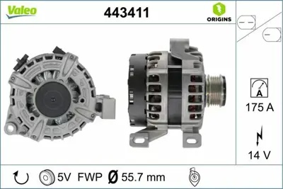 VALEO 443411 Alternator Komple Volvo S60 Ii (134) 2.0 T 12>15 V40 (525 526) D3-D4 -T4-T5 12> V60 I (155 157) D4 Awd 12> B 5204 T8-D 5204 T6 -B 5254 T12 36000613