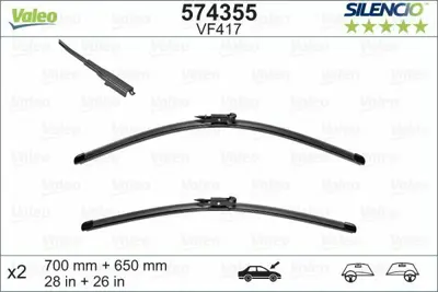 VALEO 574355 Silecek  Süpürgesı Ön Takım 6423A5, 6426VH, 6426VJ, 1611346580, 1611349280, 1612432480, 1613156580, 642347, 642359, 6423H8