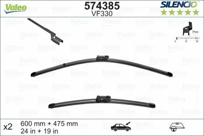 VALEO 574385 Silecek Süpürgesı Ön Takım 81B998002, 1768202800, A1768202800, 5L1955425, 5L1955426, 1Q195542503C, 1Q1955425A, 1Q195542603C, 1Q1998002, 3C1955426B