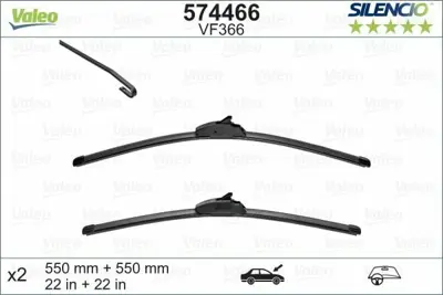 VALEO 574466 Silecek Süpürgesı Ön Takım LR018367, LR018368, 4158200045, A4158200045, 7701068754, 4B2955425C, 4B2998002, 4B8955425H, 4B8955425M, 4F2955426E