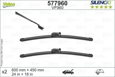 VALEO 577960 Valeo Silencio X-Trm Flat Blade X2 600 450 Mm Mazda 6 12-12 -Cx-5 05-17 KD2W67330