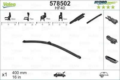 VALEO 578502 Silecek Supurgesı On Muz Tıp 400mm Hf40 (Hydroconnect Coklu Bağlantı) - (X1) 1611348480