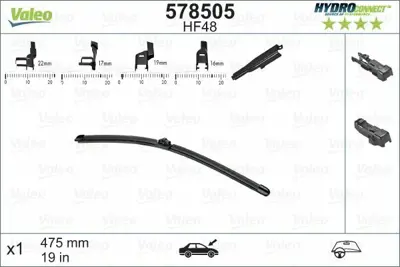 VALEO 578505 Silecek Supurgesı On Muz Tıp 480mm Hf48 (Hydroconnect Coklu Bağlantı) - (X1) 8D1955427