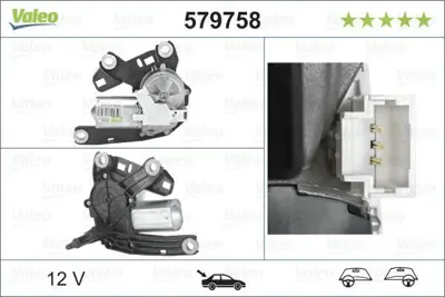 VALEO 579758 Silecek Motoru Arka Berlıngo Partner 08> 6405LR, 9840123680, 55627175, 3554881