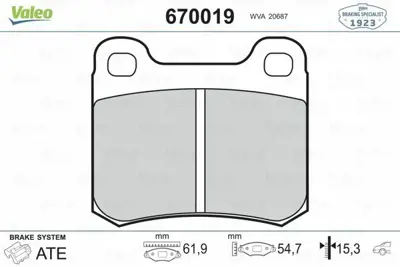 VALEO 670019 Arka Balata Mercedes W202 C180 C200 C220 93-00 S202 W124 86-93 S124 C124 W126 W201 A0024205120